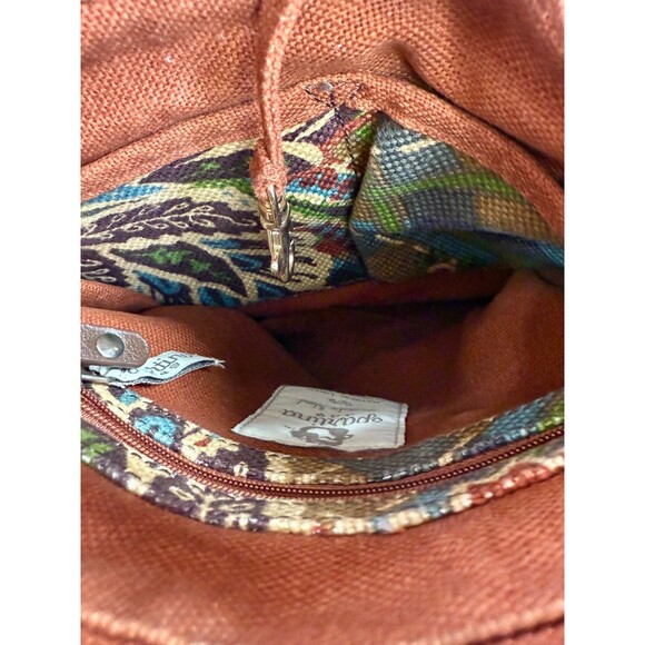 Spartina 449 Daufuskie Island Leather Fabric crossbody bag Boho EXCELLENT - Picture 8 of 16